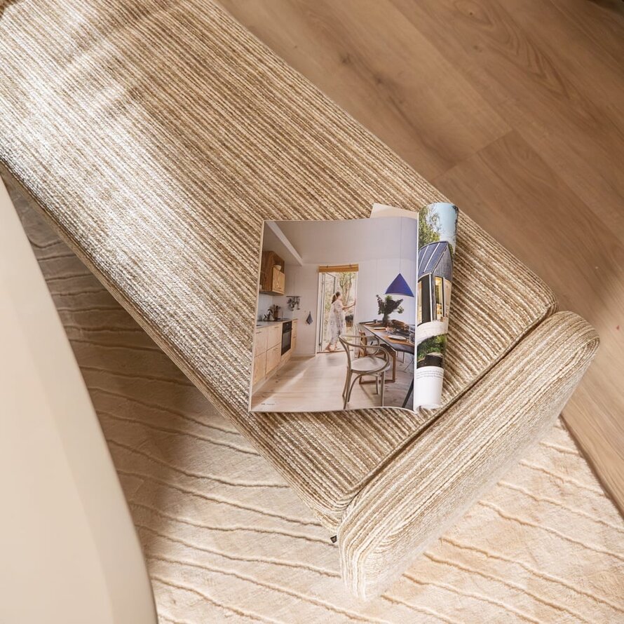 Eetkamerbank Ravi chenille beige/taupe 160 cm