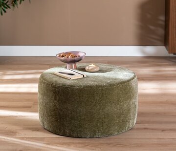 Bronx71 Poef Chloe rond chenille groen ø70 cm