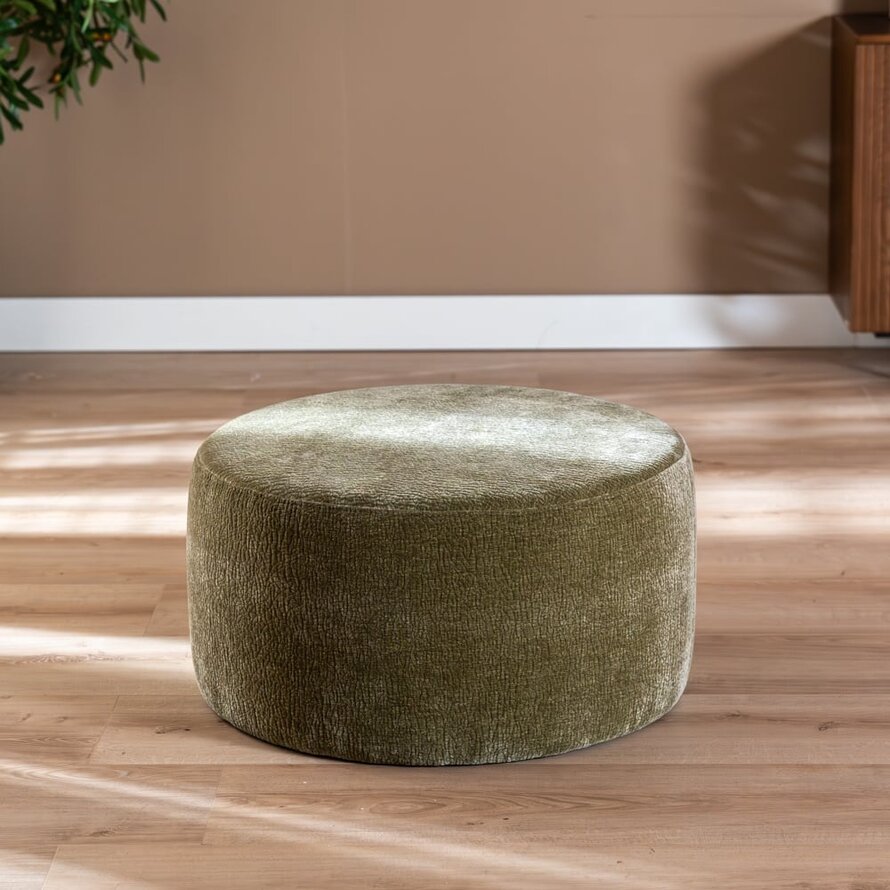 Poef Chloe rond chenille groen ø70 cm
