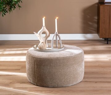 Bronx71 Poef Chloe rond chenille taupe ø70 cm