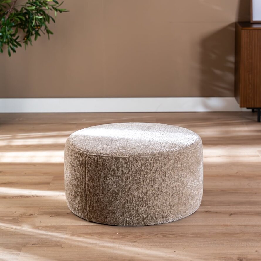 Poef Chloe rond chenille taupe ø70 cm