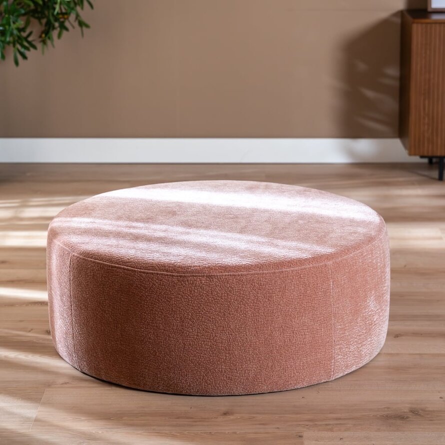 Poef Chloe rond chenille roze ø100 cm