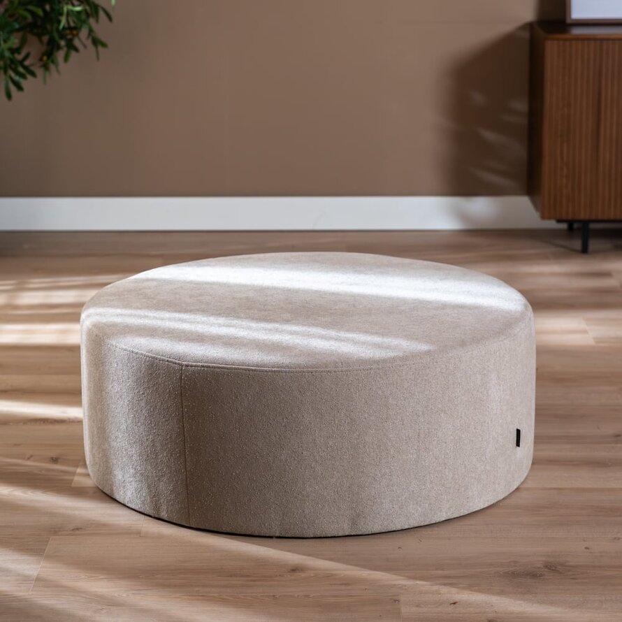 Poef Blair rond chenille beige ø100 cm
