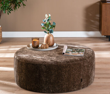 Bronx71 Poef Elle rond chenille mocha ø100 cm