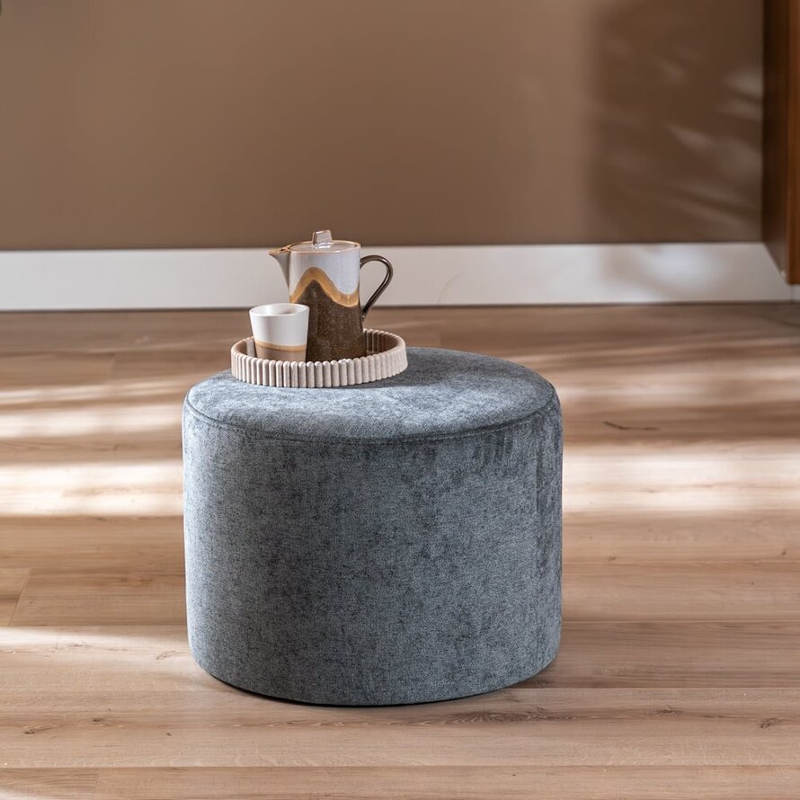 Poef/hocker Myles antraciet polyester