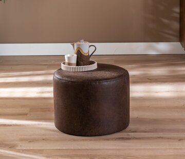 Bronx71 Poef/Hocker Kyla bruin eco-leer
