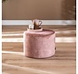 Poef/hocker Juna roze chenille stof