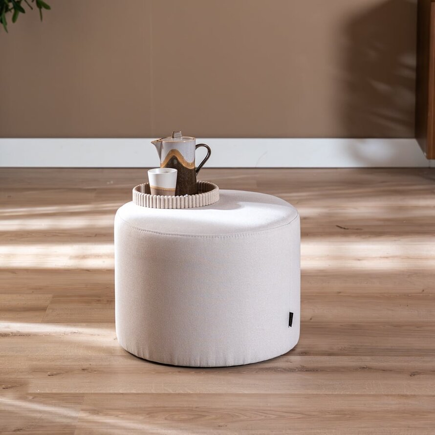 Poef/hocker Hilda off white polyester