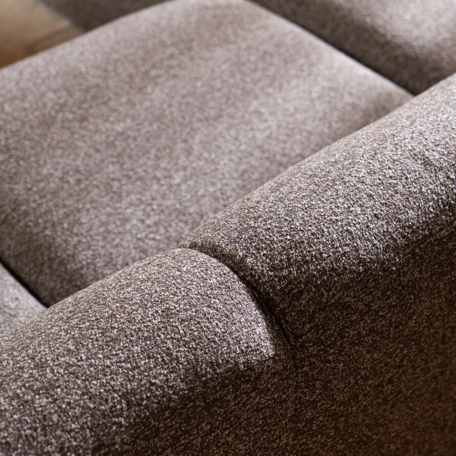 Hoekbank links Maine XL bouclé stof bruin/grijs