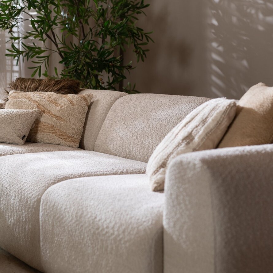 Hoekbank links Maine XL bouclé stof off white