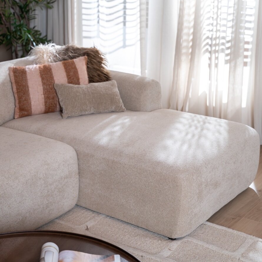 Hoekbank rechts Maine XL chenille beige