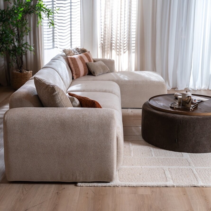 Hoekbank rechts Maine XL chenille beige