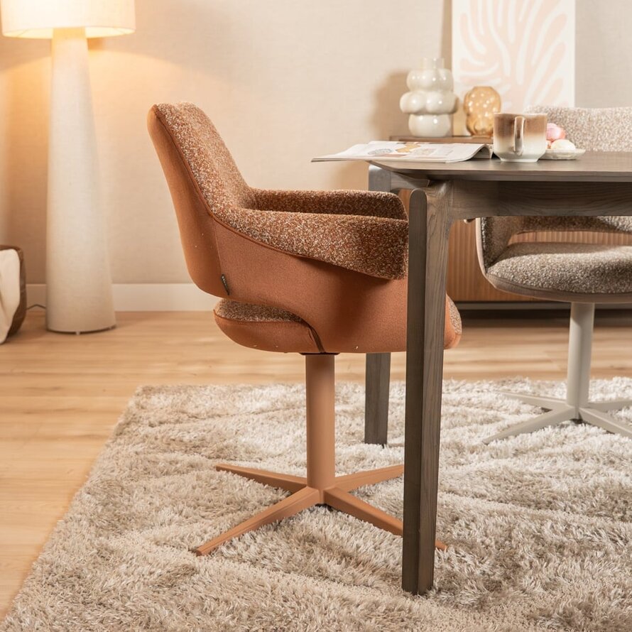 Stoel Jules draaibaar bouclé terracotta