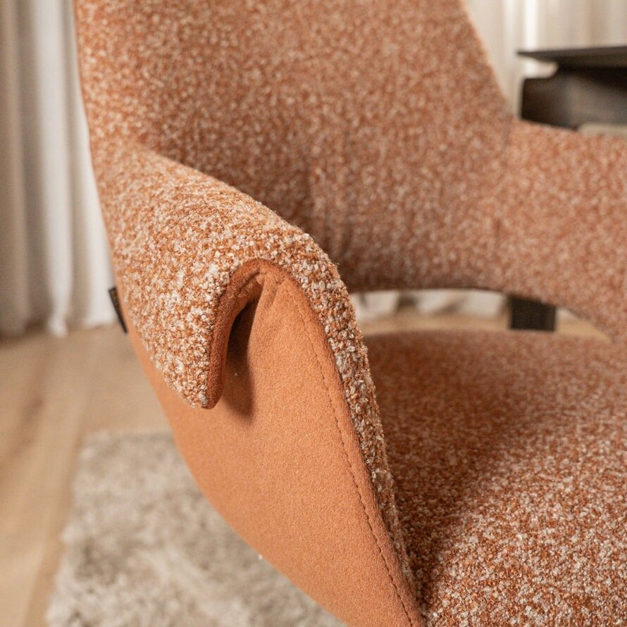 Stoel Jules draaibaar bouclé terracotta