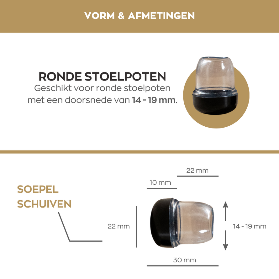 Vloerbeschermer set M (voor 4 poten) transparant Ø14-19 mm tapijt