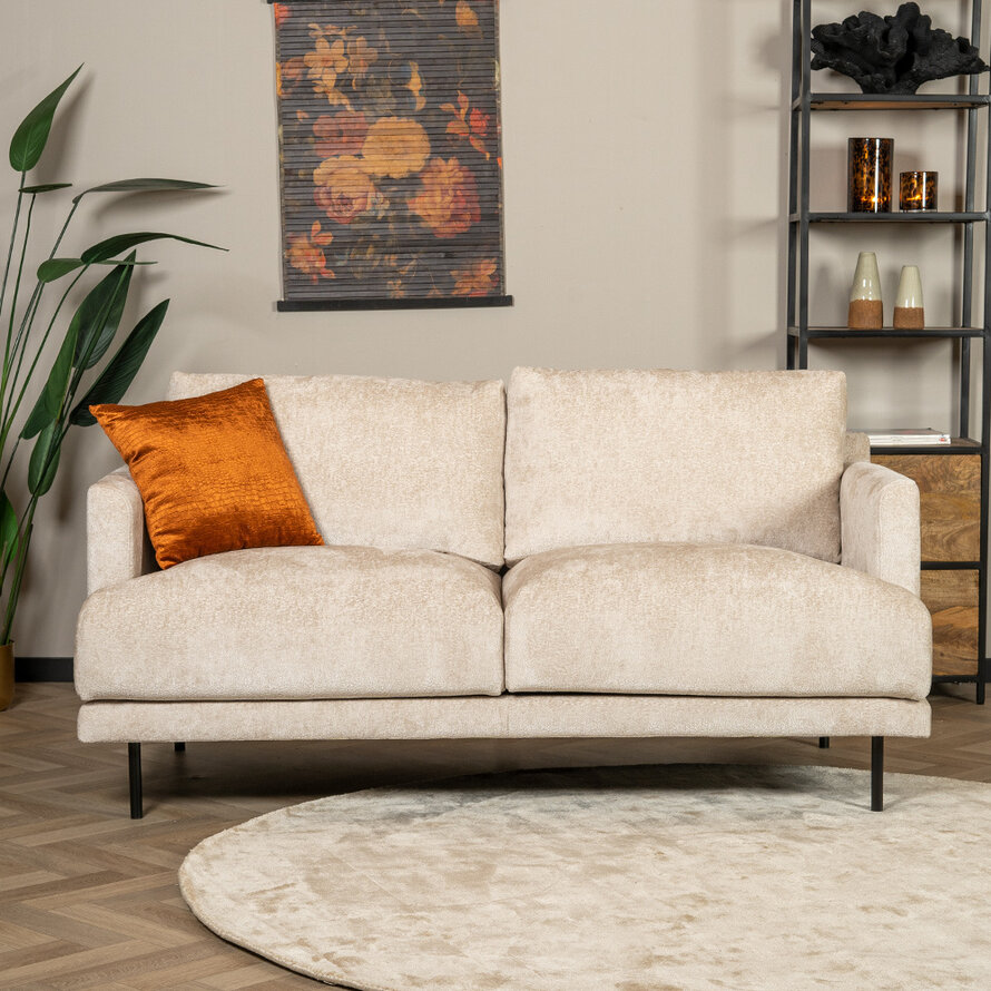 2,5-zits bank Denver wit/beige chenille stof