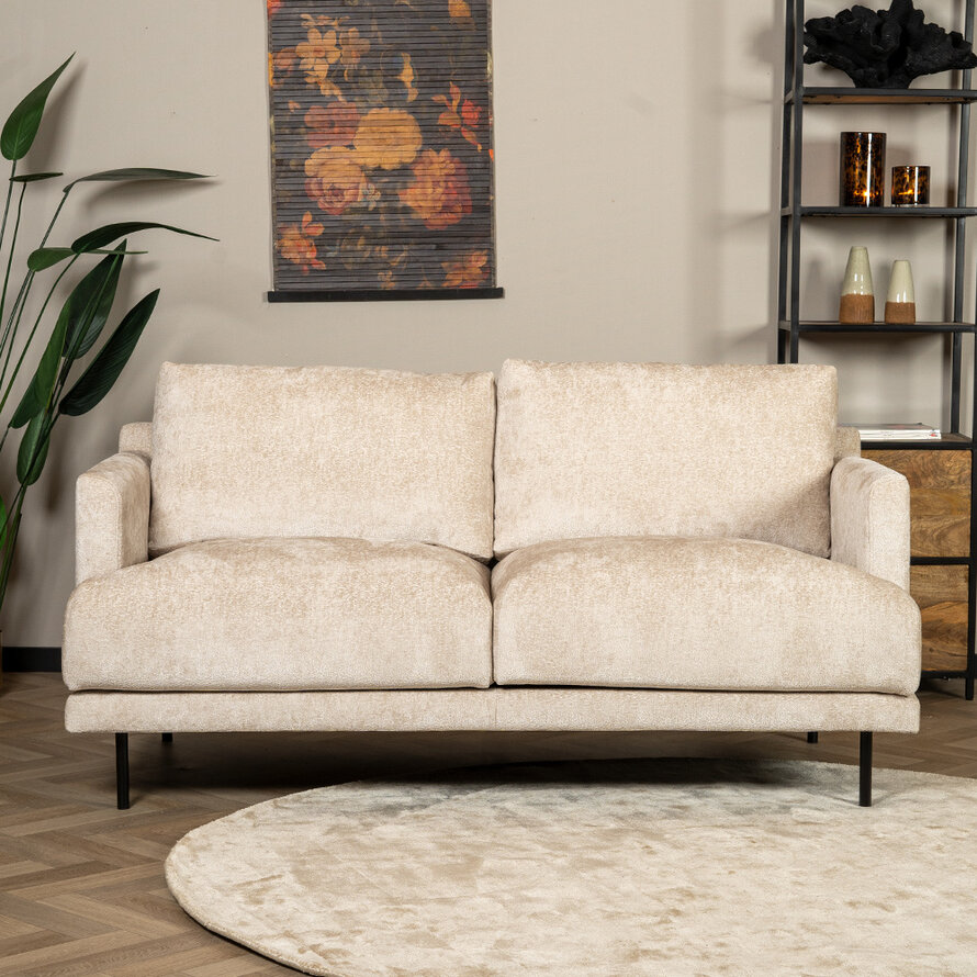 2,5-zits bank Denver wit/beige chenille stof