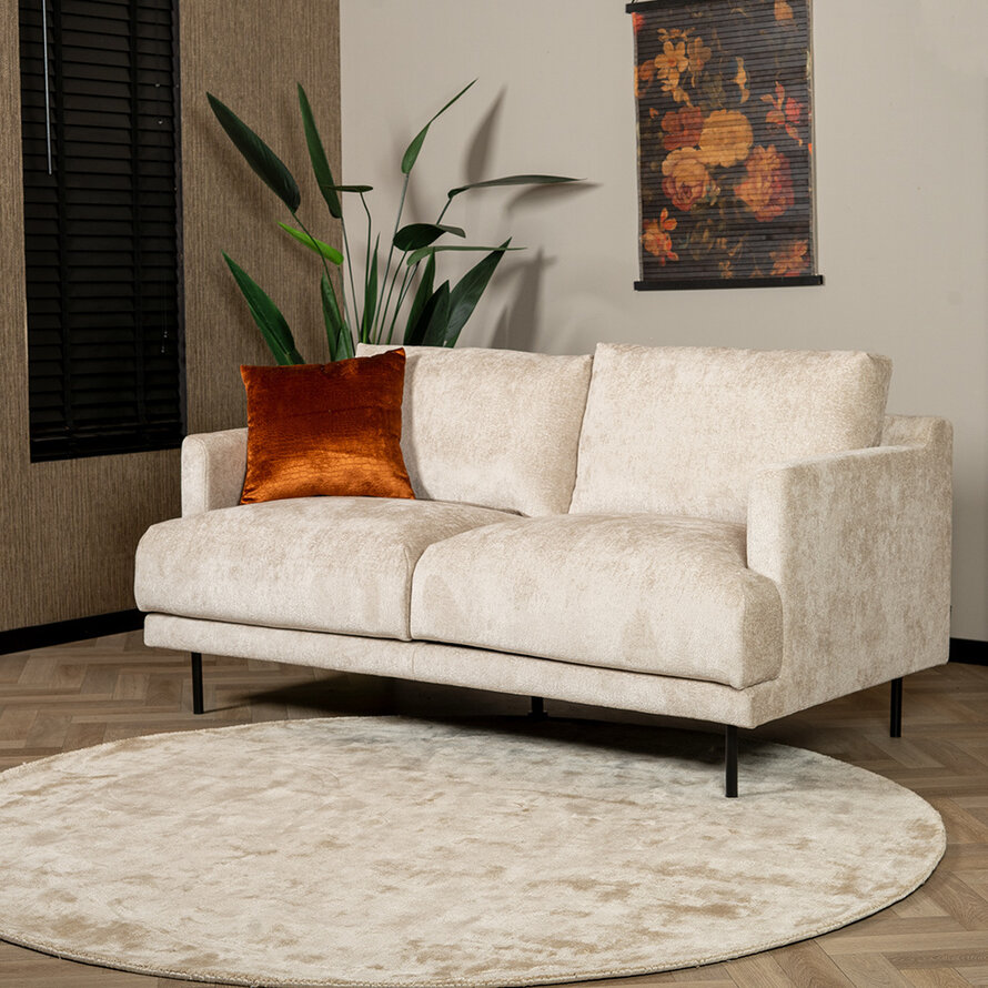 2,5-zits bank Denver wit/beige chenille stof