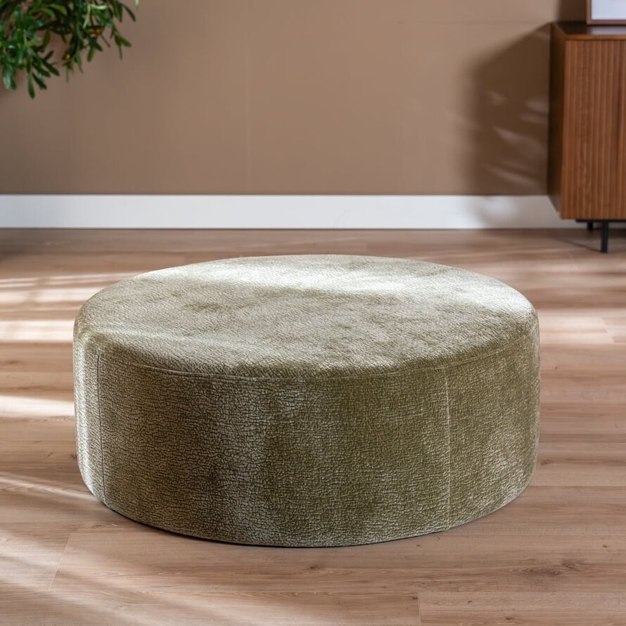 Poef Chloe rond chenille groen ø100 cm