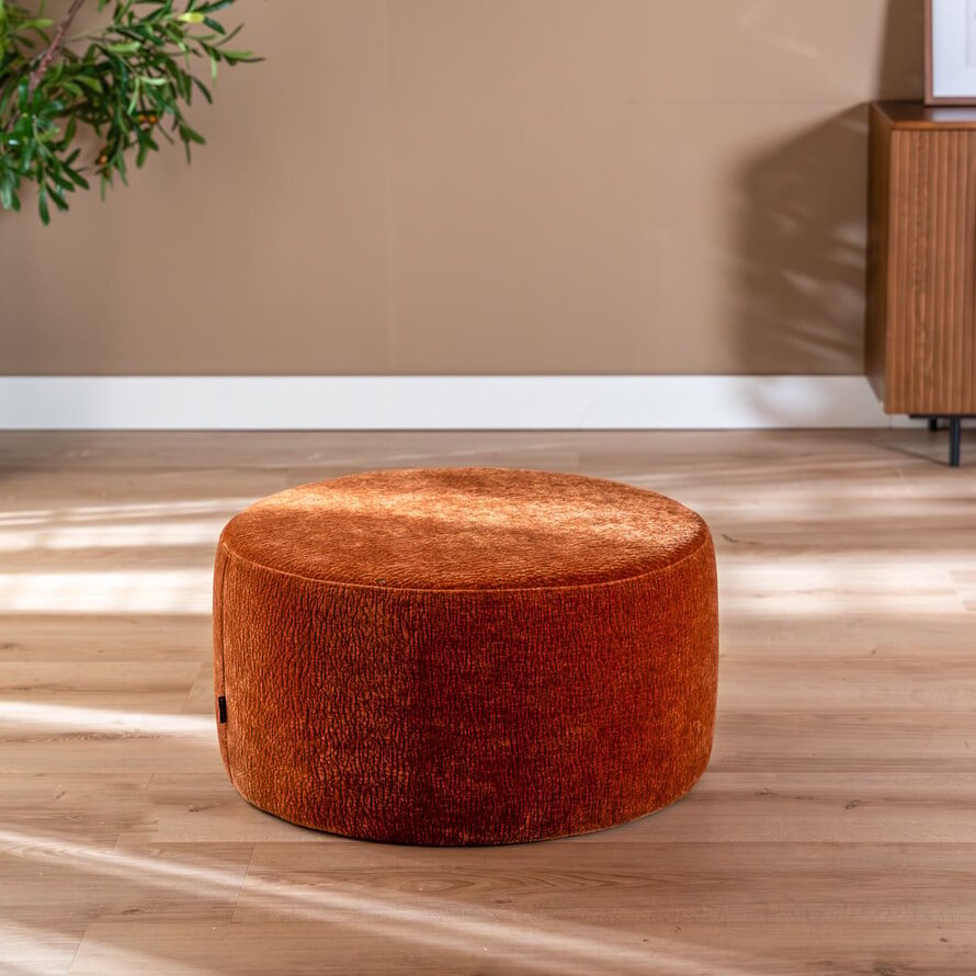 Poef Chloe rond chenille terracotta ø70 cm