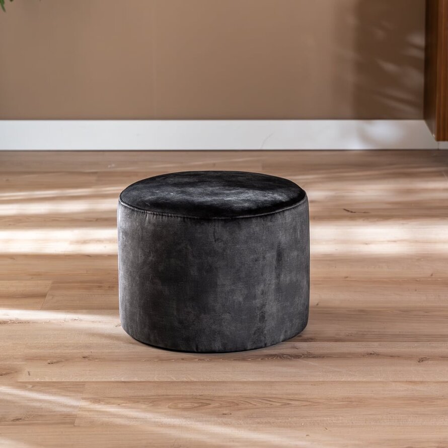 Poef/hocker Beau antraciet velvet
