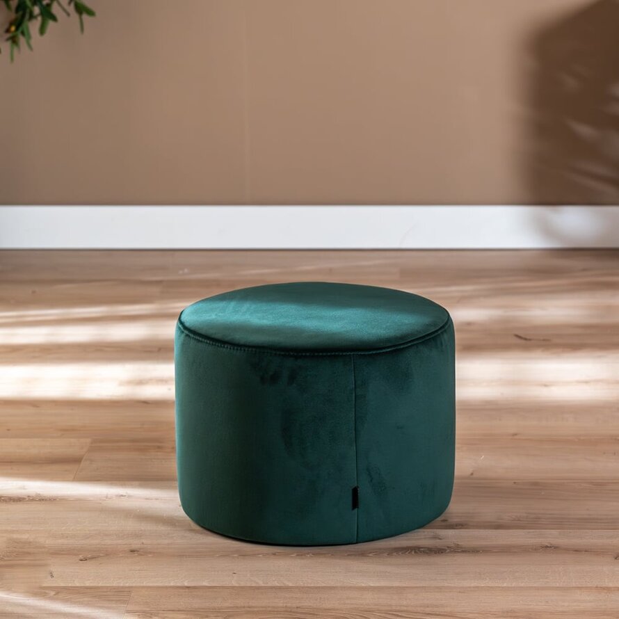 Poef/hocker Anna donkergroen velvet