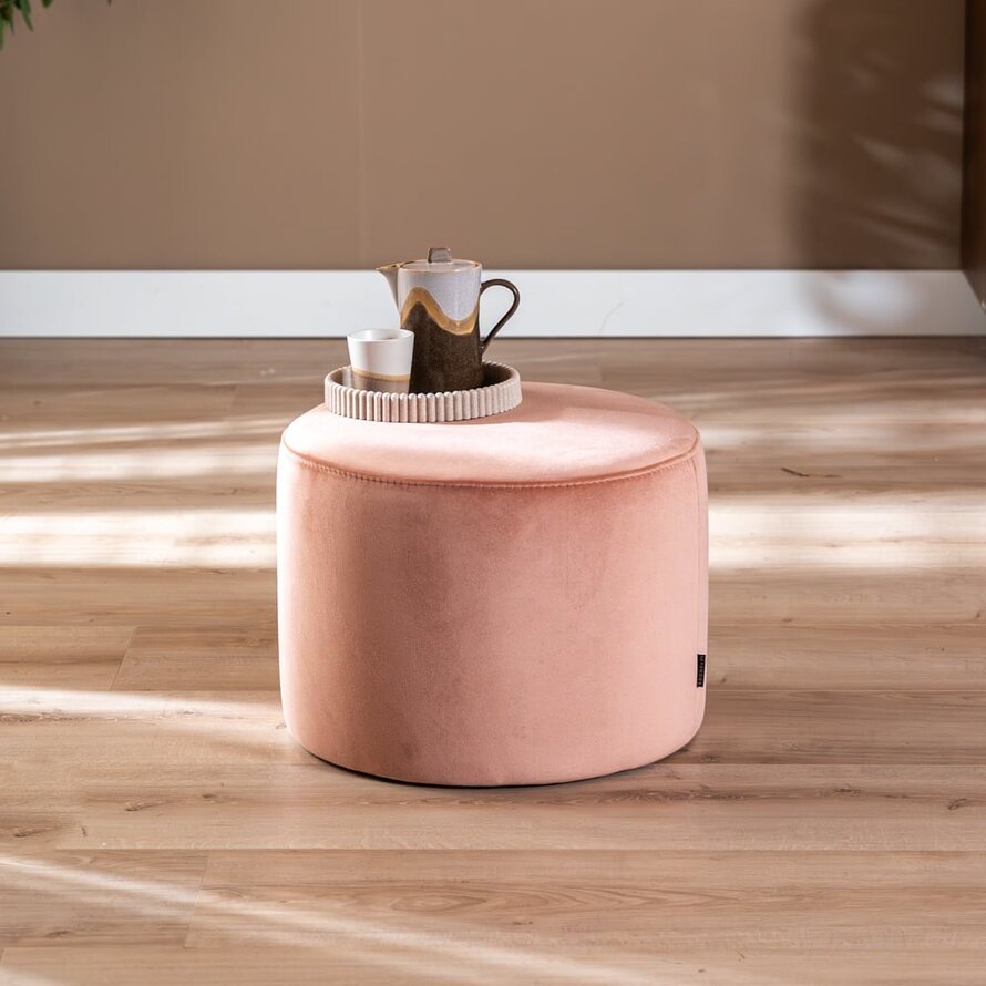 Poef/hocker Anna roze velvet