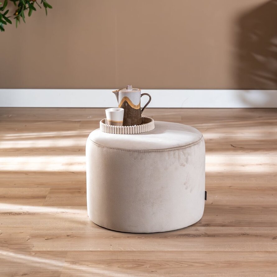 Poef/hocker Anna beige velvet