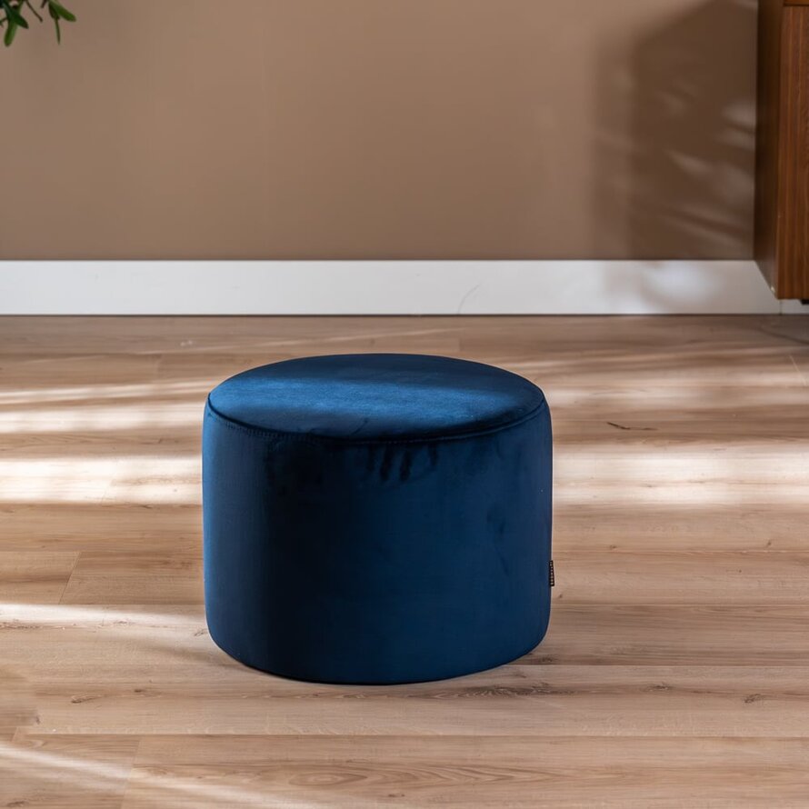 Poef/hocker Anna donkerblauw velvet