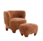 Fauteuil met hocker Emma velvet oker