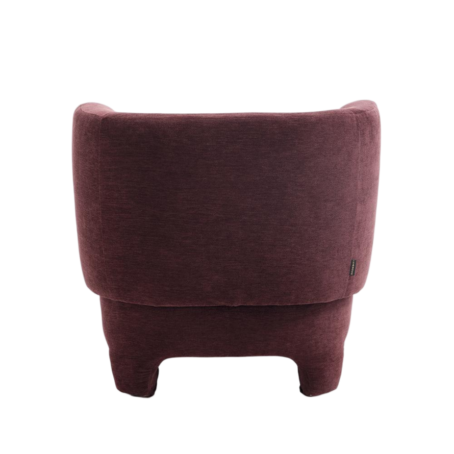 Fauteuil met hocker Emma velvet paars