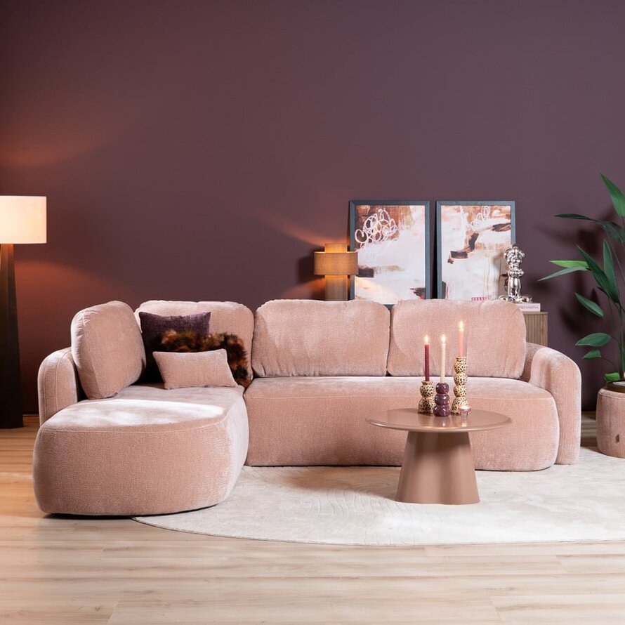 Hoekbank Vienna chenille roze links