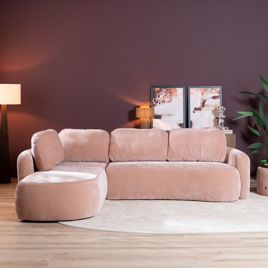 Hoekbank Vienna chenille roze links