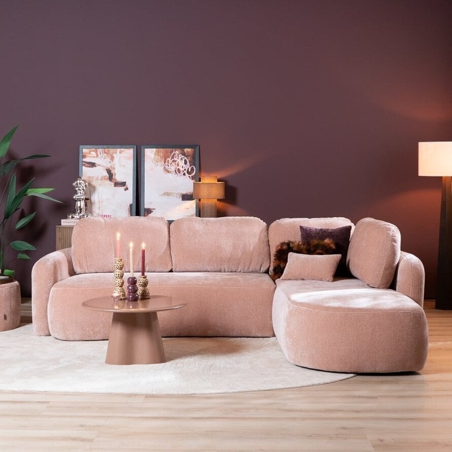 Hoekbank Vienna chenille roze rechts