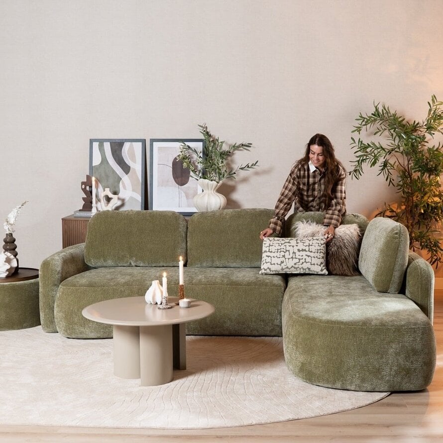 Hoekbank Vienna chenille groen rechts