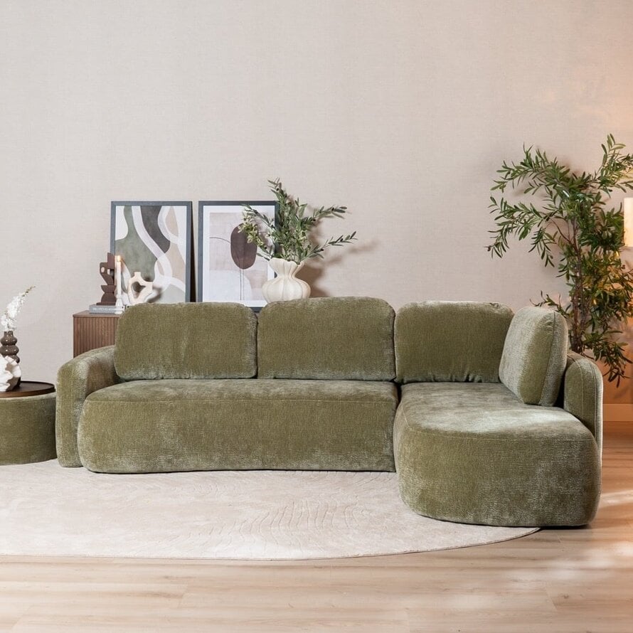 Hoekbank Vienna chenille groen rechts