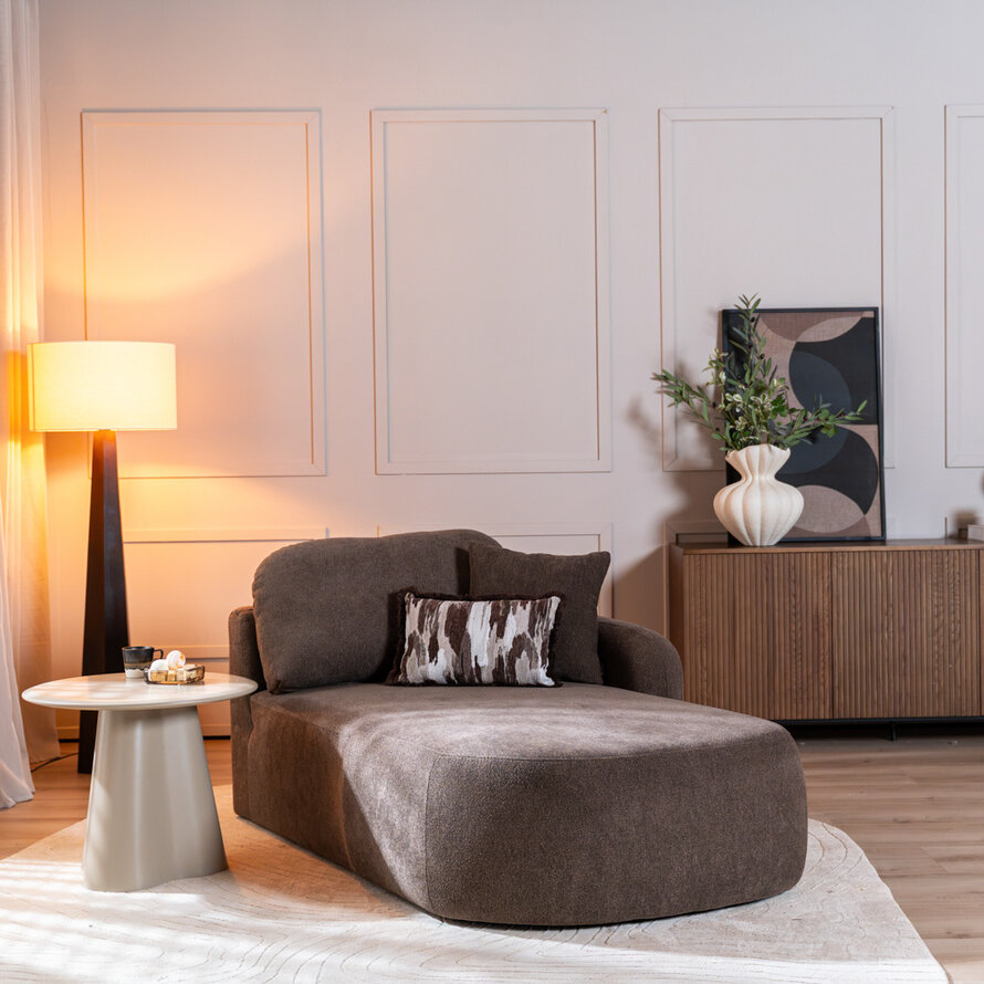 Chaise longue Vienna chenille bruin rechts