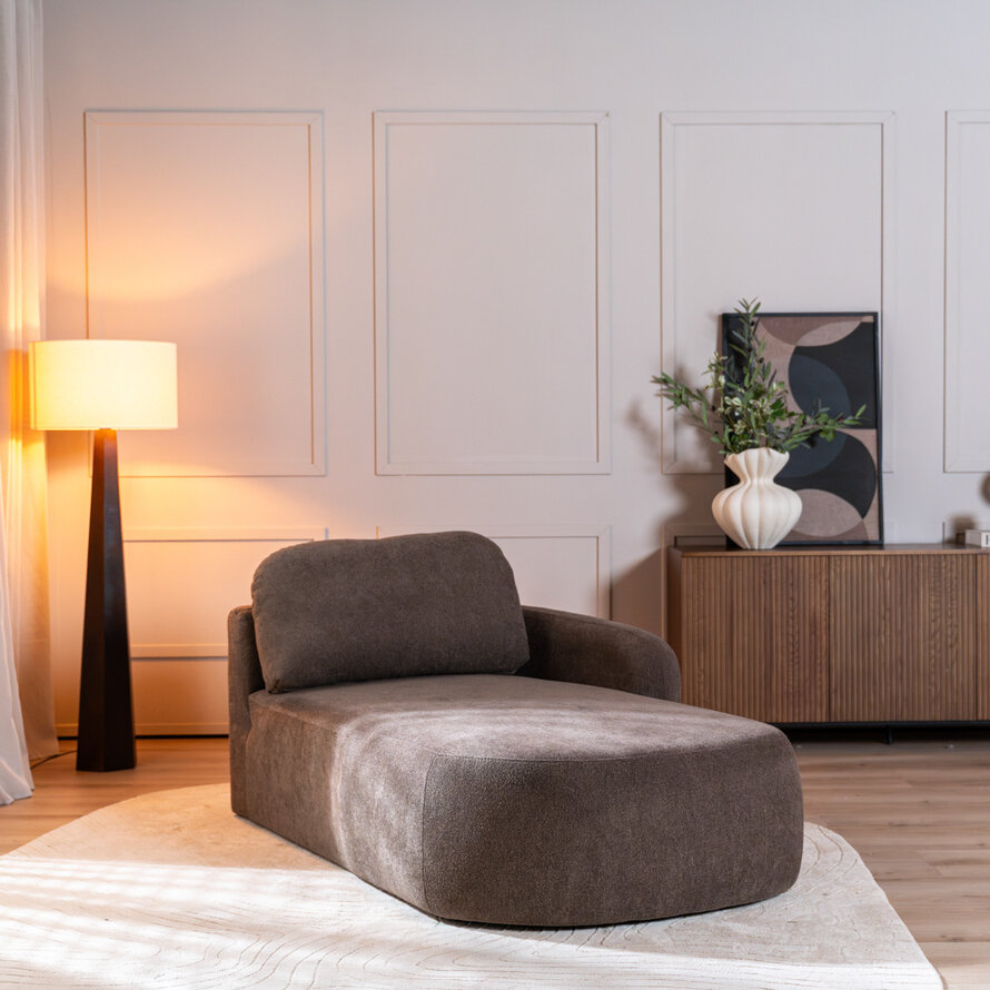Chaise longue Vienna chenille bruin rechts
