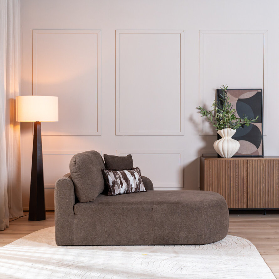 Chaise longue Vienna chenille bruin rechts