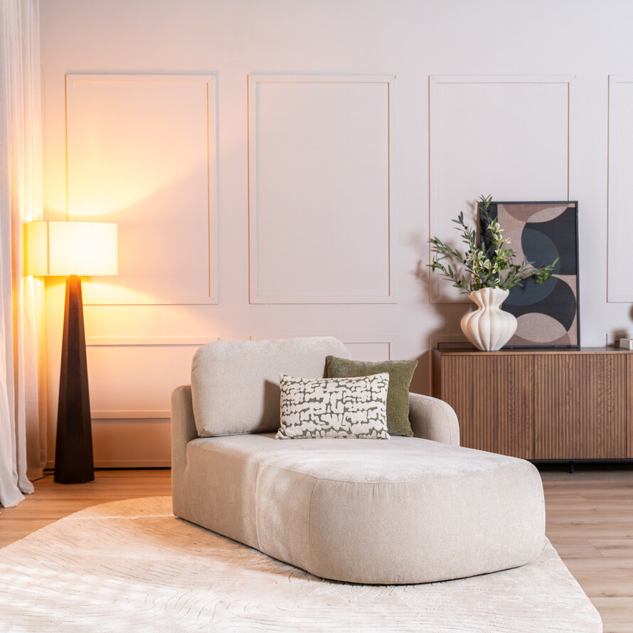 Chaise longue Vienna chenille beige rechts