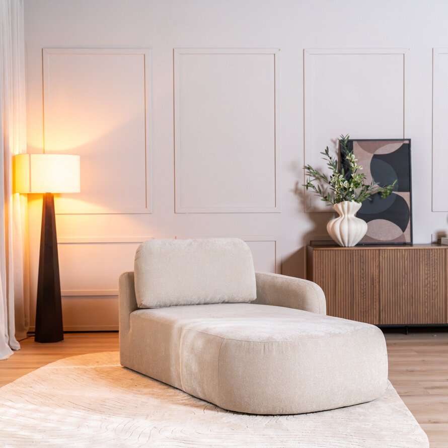 Chaise longue Vienna chenille beige rechts