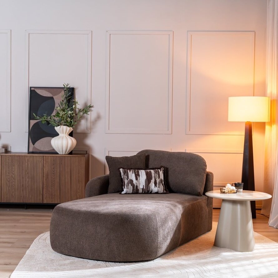 Chaise longue Vienna chenille bruin links