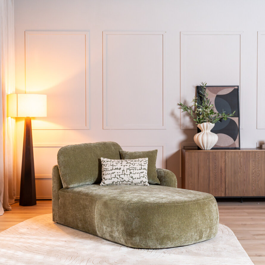Chaise longue Vienna chenille groen rechts