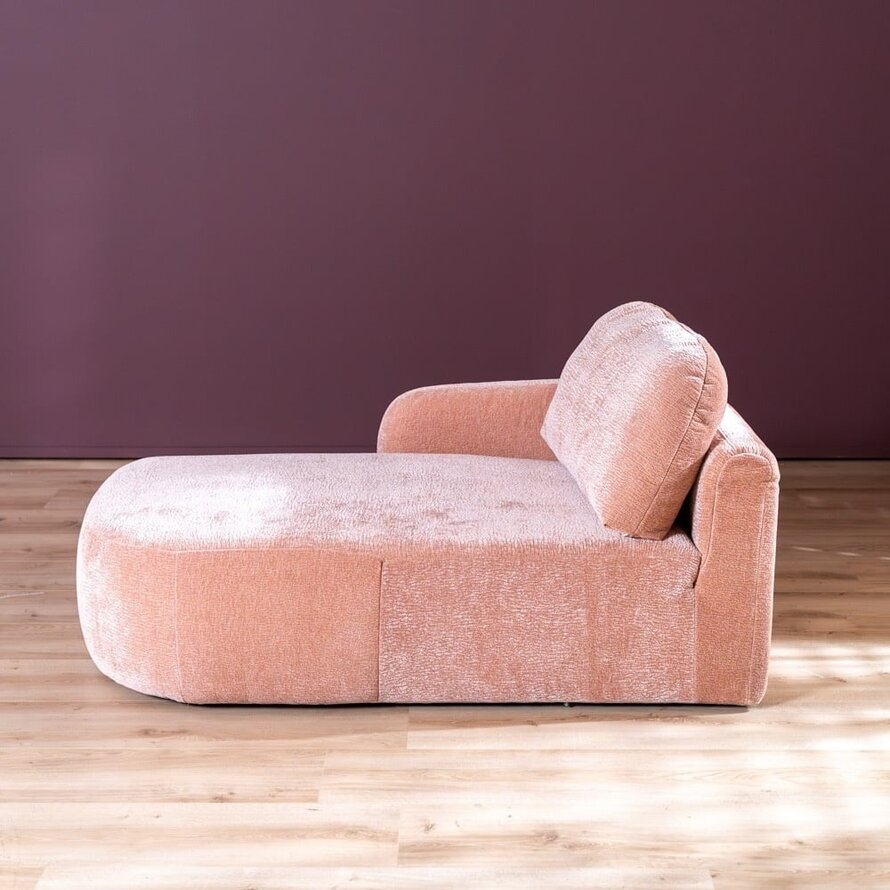 Chaise longue Vienna chenille roze links