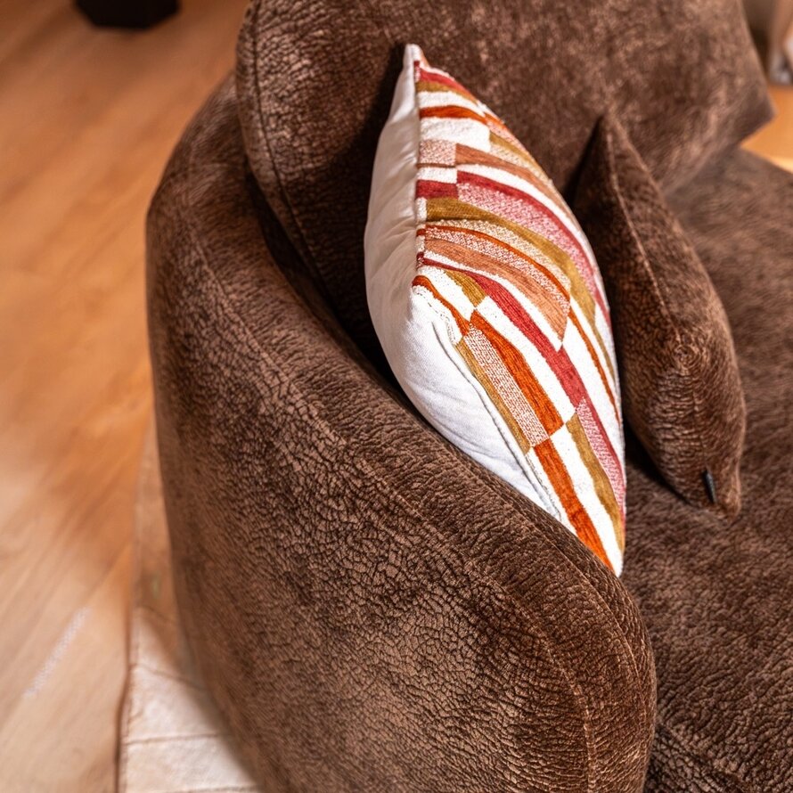Chaise longue Vienna chenille chocolate brown links