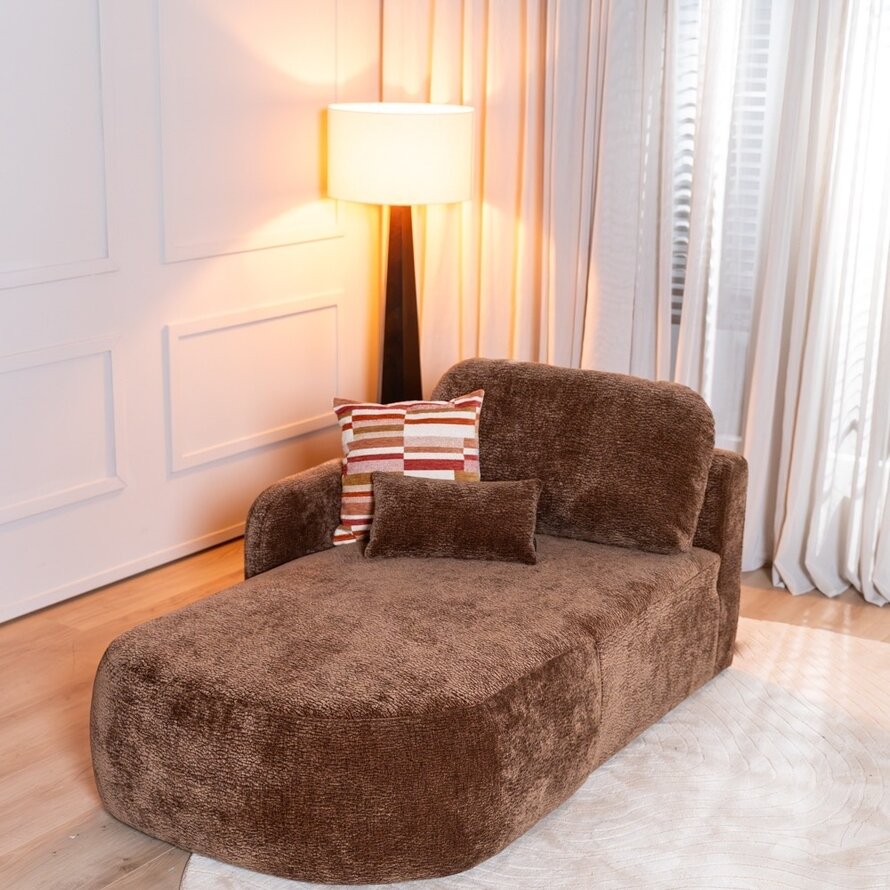 Chaise longue Vienna chenille chocolate brown links