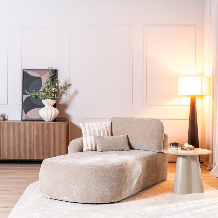 Chaise longue Vienna chenille taupe links