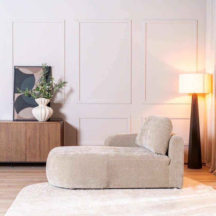 Chaise longue Vienna chenille taupe links
