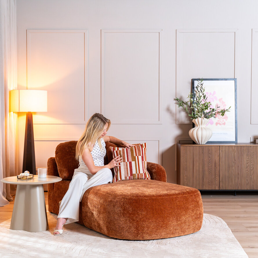 Chaise longue Vienna chenille terracotta rechts
