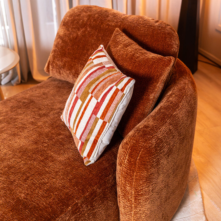 Chaise longue Vienna chenille terracotta rechts